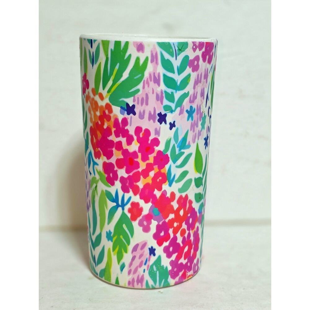 Inspired By Lilly Pulitzer Glass Lantern/Lg Candle Holder/Vase Tropical 7”